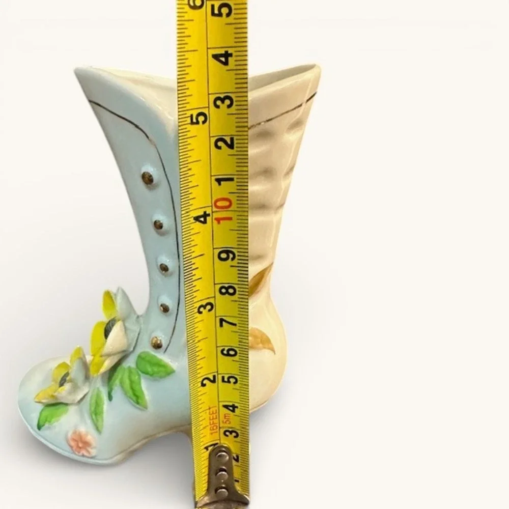 Vintage Ceramic High Heel Boot Vase – Porcelain‎ Floral Accent Décor